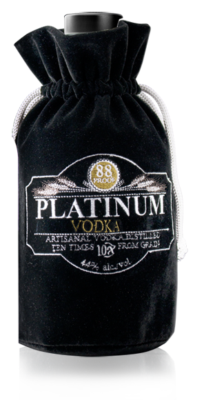 Platinum Vodka - the 10 times distilled Vodka by Minhas Distillery is also available with a velvet bag